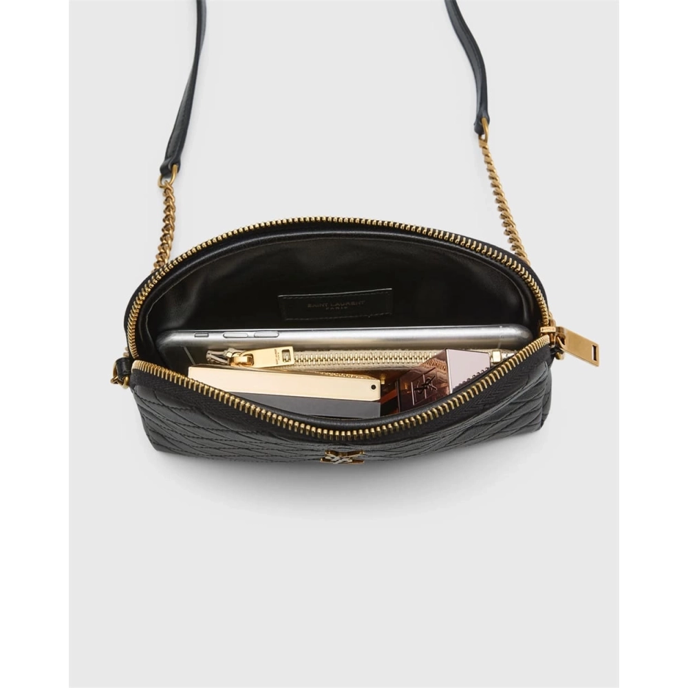 Saint Laurent Gaby Mini YSL Crossbody Bag In Quilted Leather,YSL,BAGS