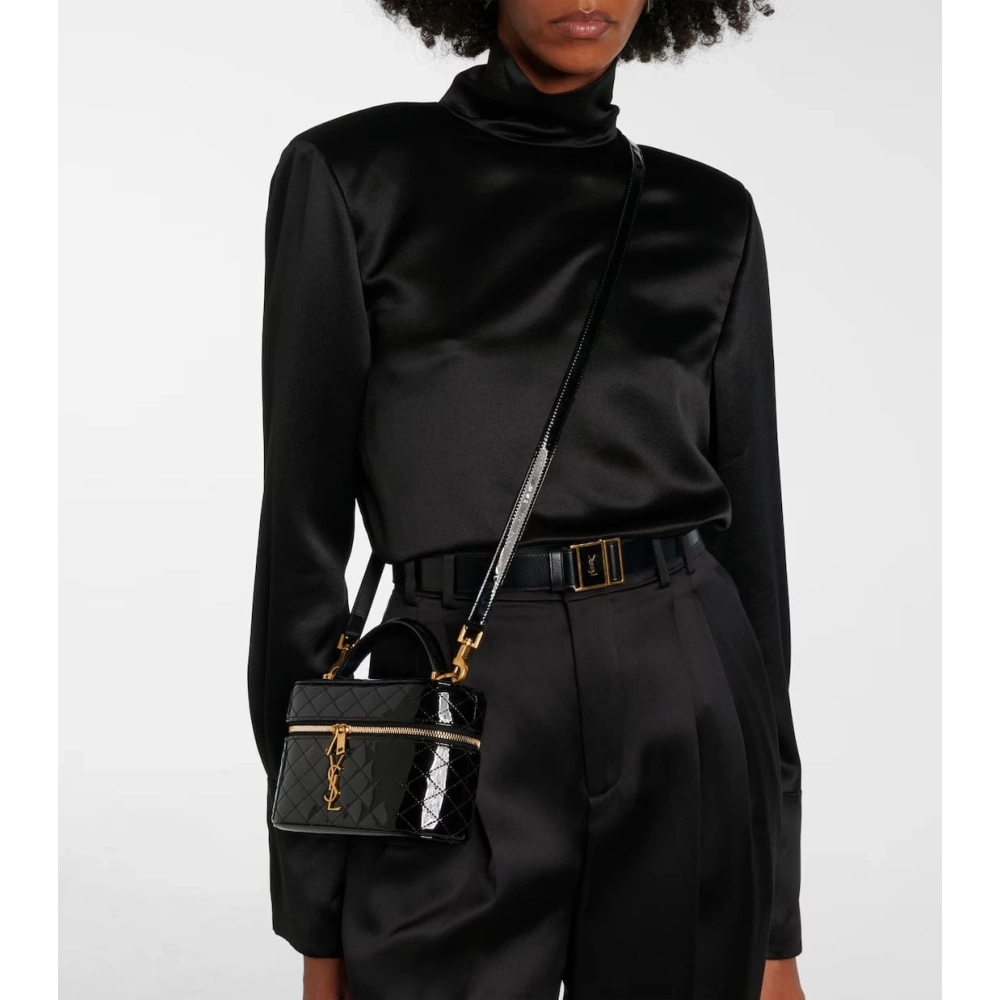 Saint Laurent Gaby Quilted Patent Leather Vanity Bag,YSL,BAGS