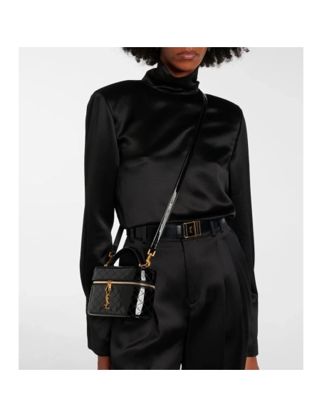 Saint Laurent Gaby Quilted Patent Leather Vanity Bag,YSL,BAGS