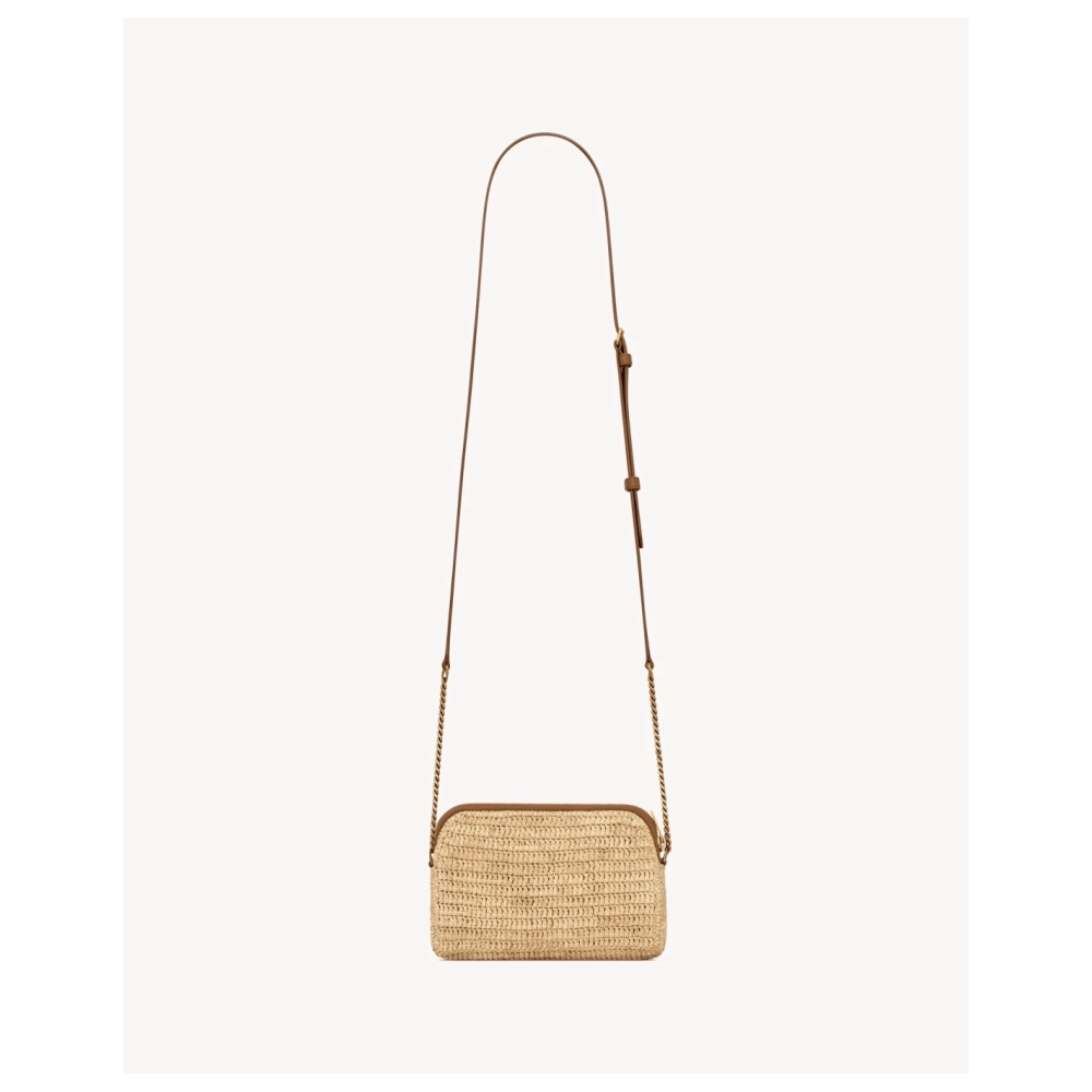Saint Laurent Gaby Zipped Pouch In Raffia,YSL,BAGS