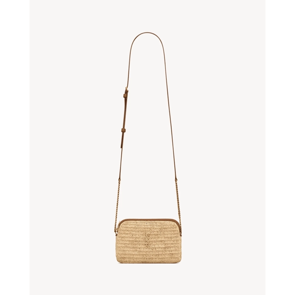 Saint Laurent Gaby Zipped Pouch In Raffia,YSL,BAGS
