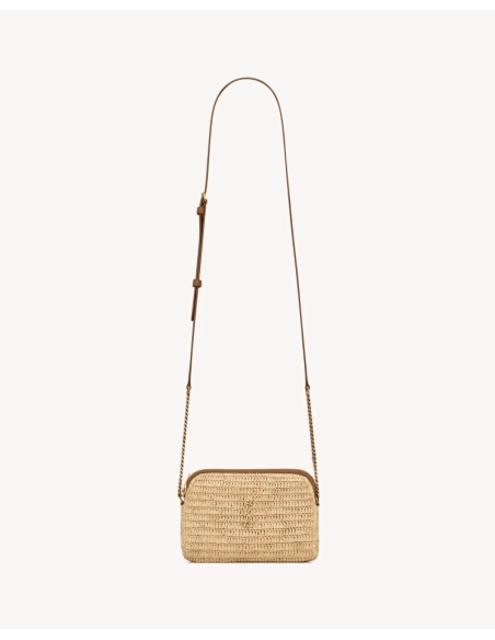 Saint Laurent Gaby Zipped Pouch In Raffia,YSL,BAGS