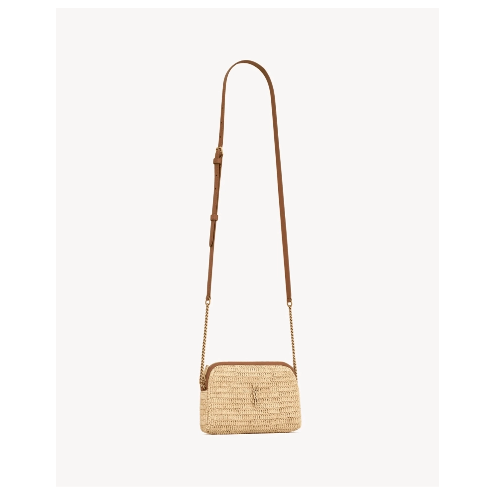 Saint Laurent Gaby Zipped Pouch In Raffia,YSL,BAGS