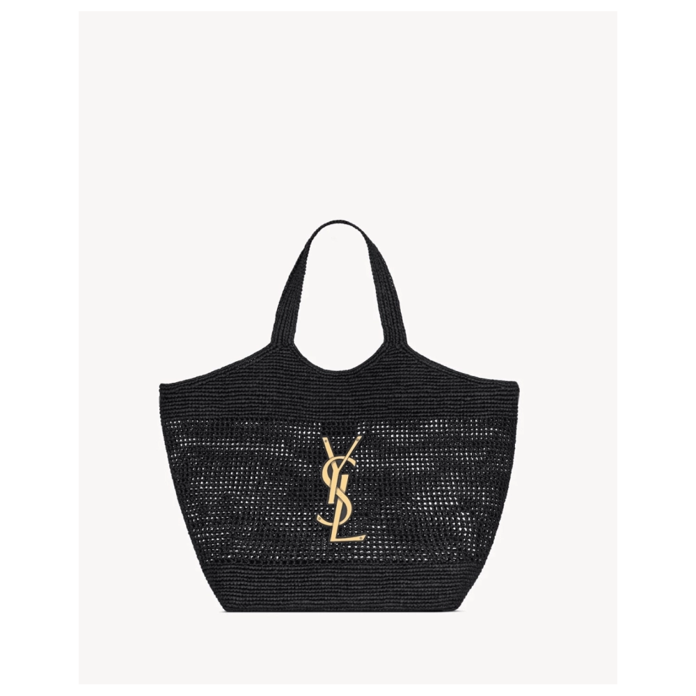 SAINT LAURENT ICARE IN RAFFIA BLACK,YSL,BAGS