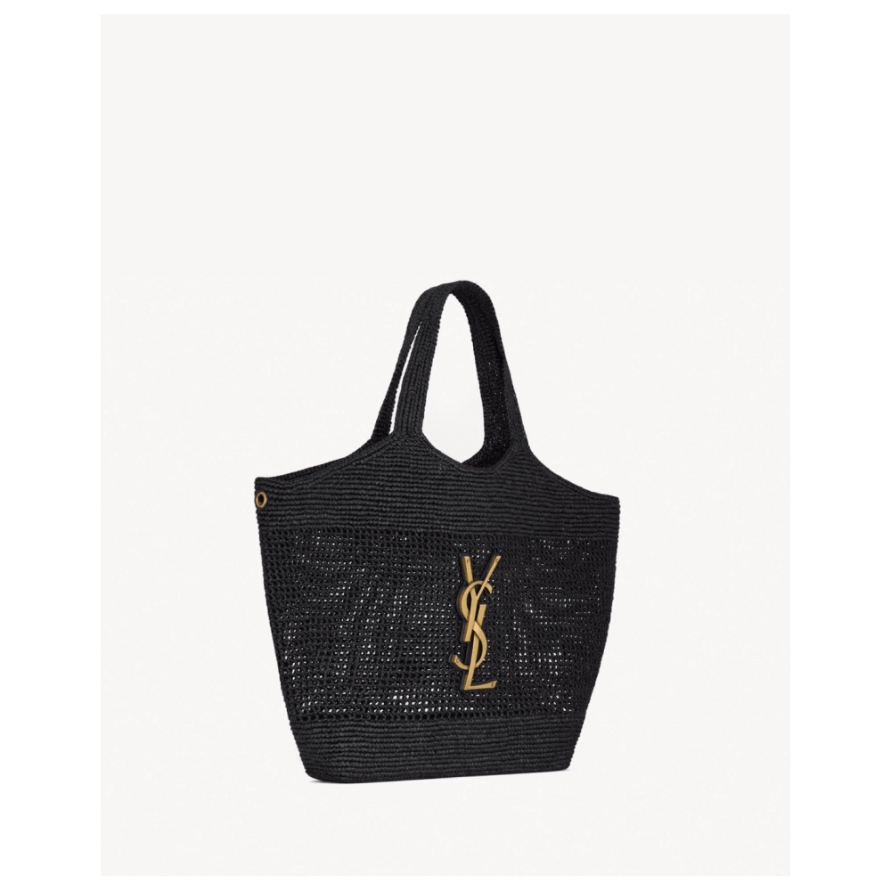 SAINT LAURENT ICARE IN RAFFIA BLACK,YSL,BAGS