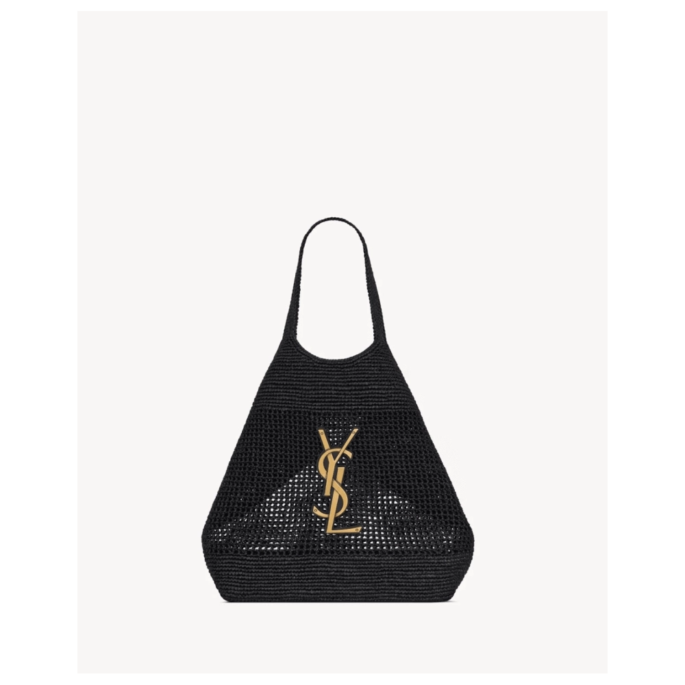 SAINT LAURENT ICARE IN RAFFIA BLACK,YSL,BAGS