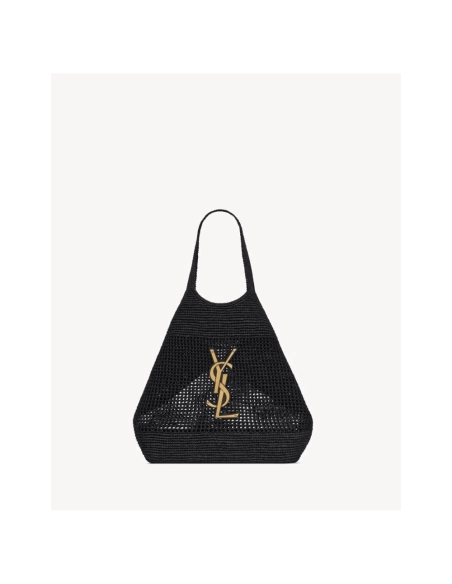 SAINT LAURENT ICARE IN RAFFIA BLACK,YSL,BAGS