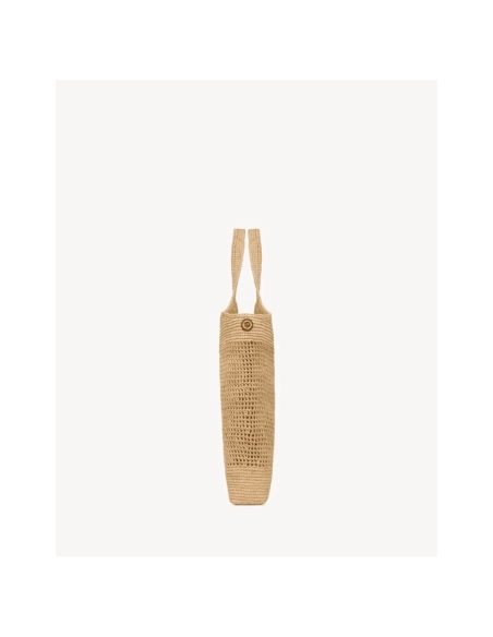 SAINT LAURENT ICARE IN RAFFIA NATUREL AND BROWN GOLD,YSL,BAGS