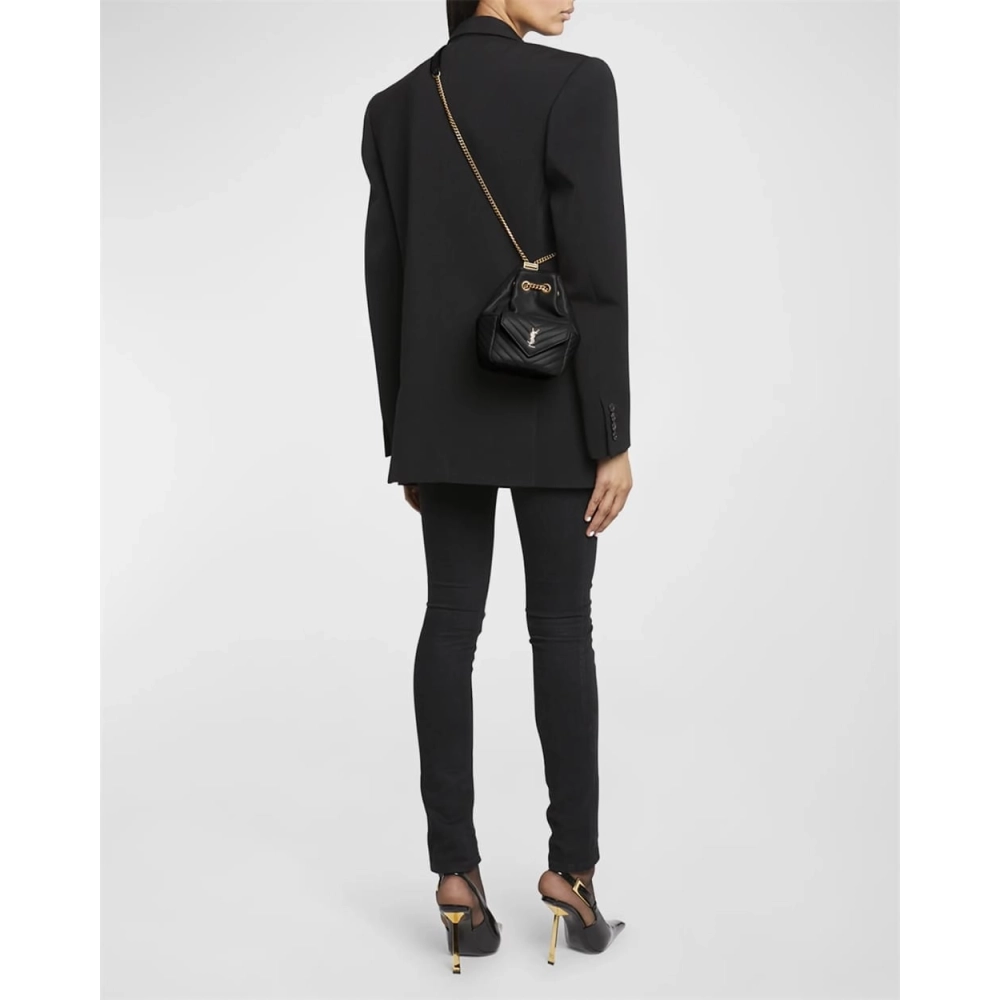 Saint Laurent Joe Mini YSL Bucket Bag With Adjustable Strap In Smooth Leather,YSL,BAGS