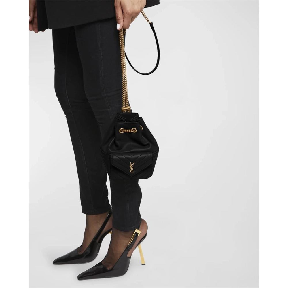 Saint Laurent Joe Mini YSL Bucket Bag With Adjustable Strap In Smooth Leather,YSL,BAGS