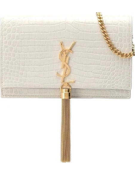 Saint Laurent KATE Medium Fringed Crocodile Embossed Leather Bag,YSL,BAGS