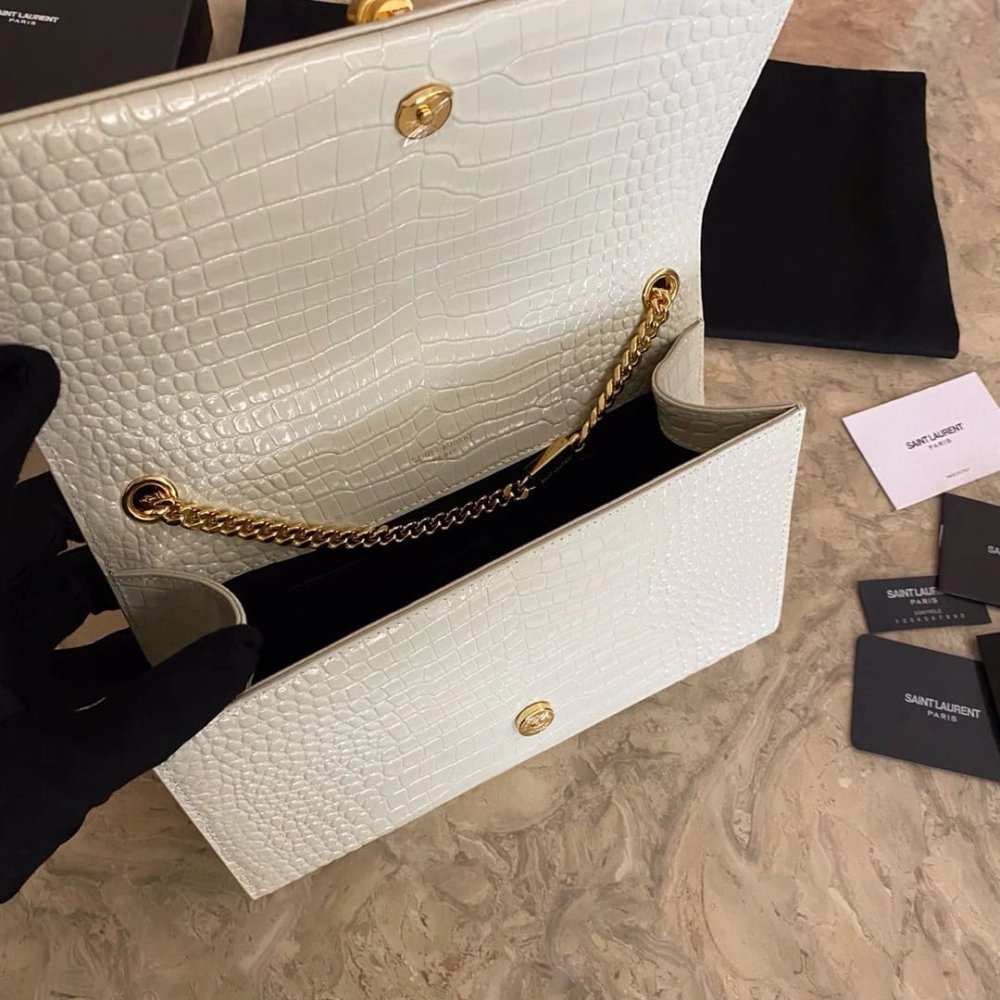 Saint Laurent KATE Medium Fringed Crocodile Embossed Leather Bag,YSL,BAGS