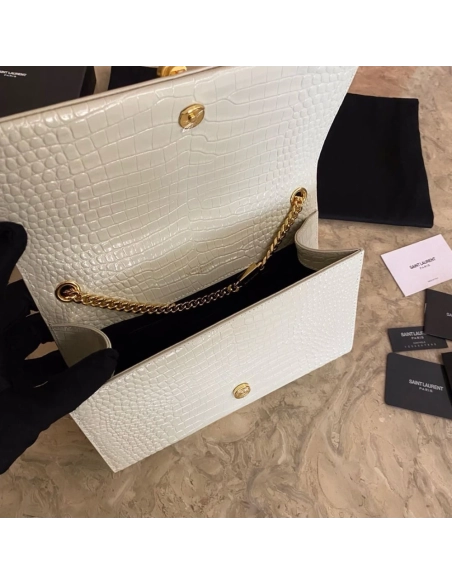 Saint Laurent KATE Medium Fringed Crocodile Embossed Leather Bag,YSL,BAGS