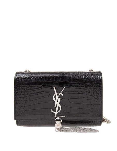 SAINT LAURENT Kate Monogram Croc Embossed Leather Shoulder Bag,YSL,BAGS