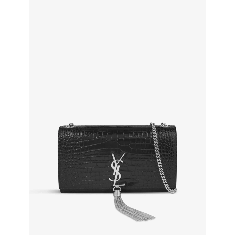 SAINT LAURENT Kate Monogram Croc Embossed Leather Shoulder Bag,YSL,BAGS