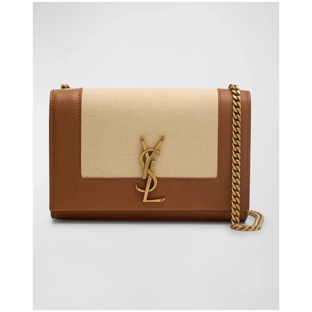 Saint Laurent Kate Small YSL Wallet On Chain In Linen And Leather,YSL,BAGS