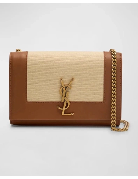 Saint Laurent Kate Small YSL Wallet On Chain In Linen And Leather,YSL,BAGS