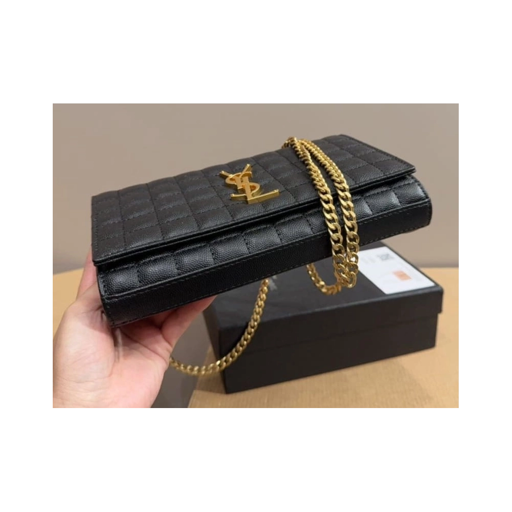 SAINT LAURENT LAMBSKIN CASSANDRE CHAIN WALLET,YSL,BAGS