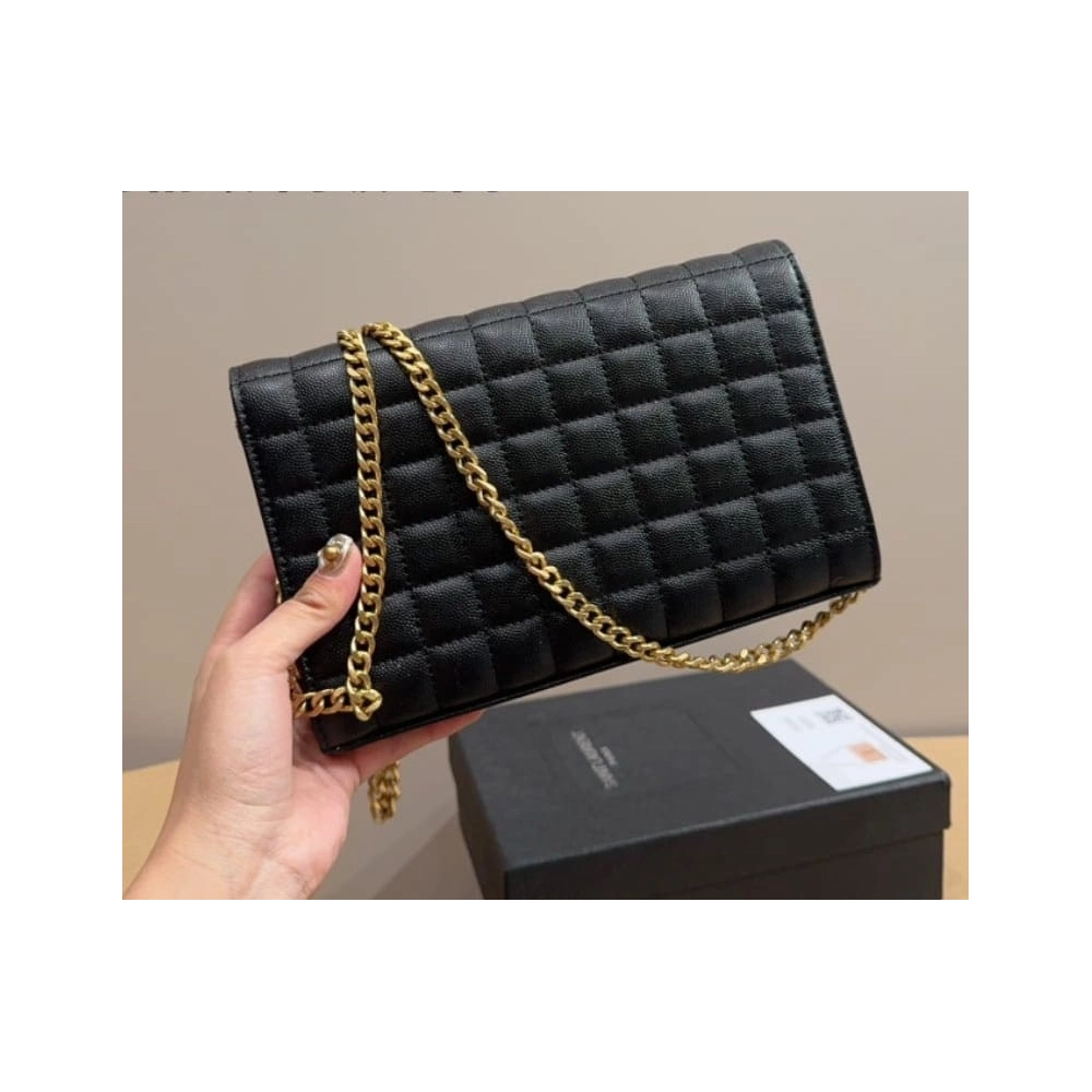 SAINT LAURENT LAMBSKIN CASSANDRE CHAIN WALLET,YSL,BAGS
