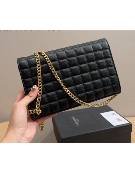 SAINT LAURENT LAMBSKIN CASSANDRE CHAIN WALLET,YSL,BAGS