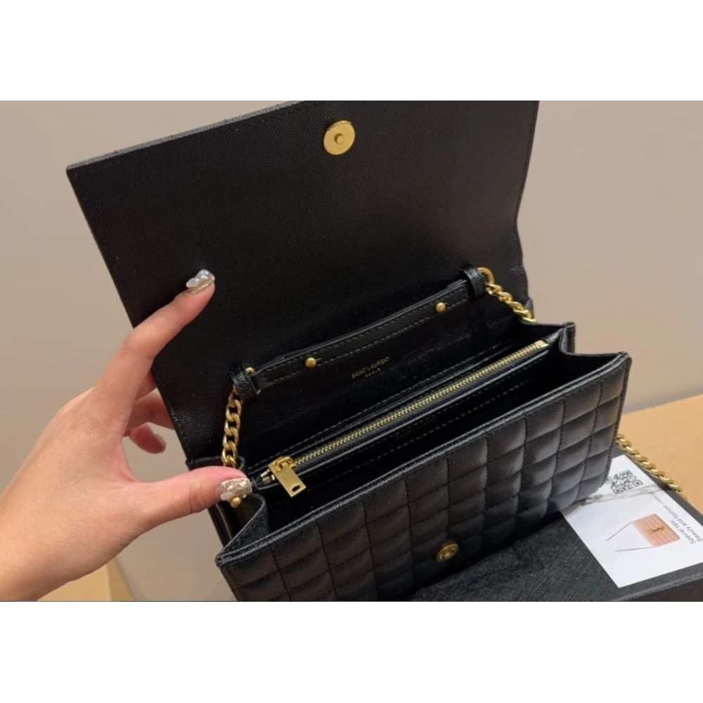 SAINT LAURENT LAMBSKIN CASSANDRE CHAIN WALLET,YSL,BAGS