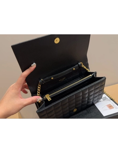 SAINT LAURENT LAMBSKIN CASSANDRE CHAIN WALLET,YSL,BAGS