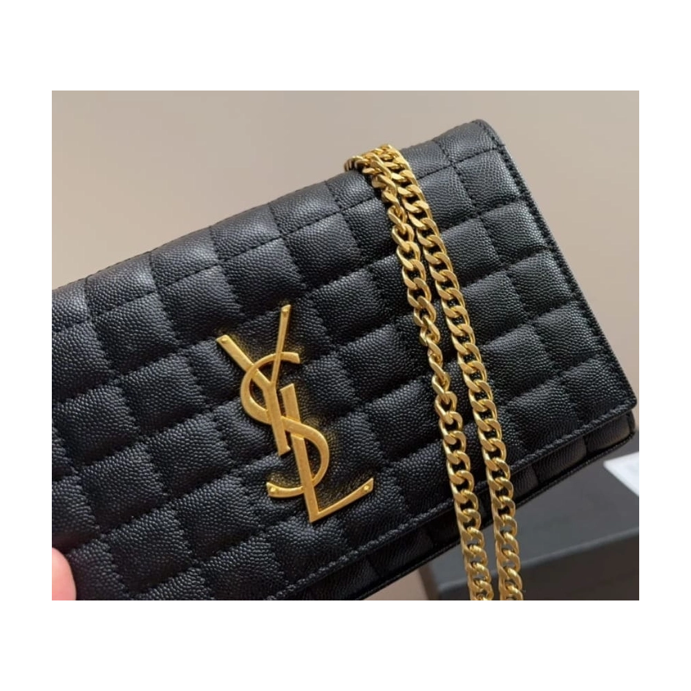 SAINT LAURENT LAMBSKIN CASSANDRE CHAIN WALLET,YSL,BAGS
