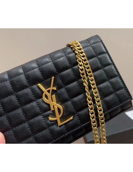 SAINT LAURENT LAMBSKIN CASSANDRE CHAIN WALLET,YSL,BAGS