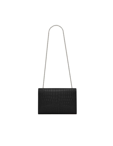 Saint Laurent Large Kate Chain Bag In Black Crocodile Embossed L,YSL,BAGS