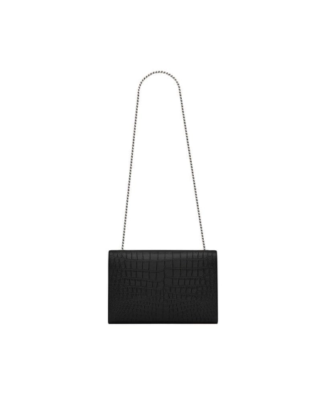 Saint Laurent Large Kate Chain Bag In Black Crocodile Embossed L,YSL,BAGS