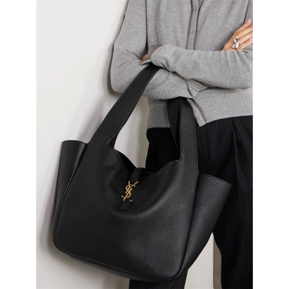 SAINT LAURENT Le 5 A 7 Bea Textured Leather Tote,YSL,BAGS