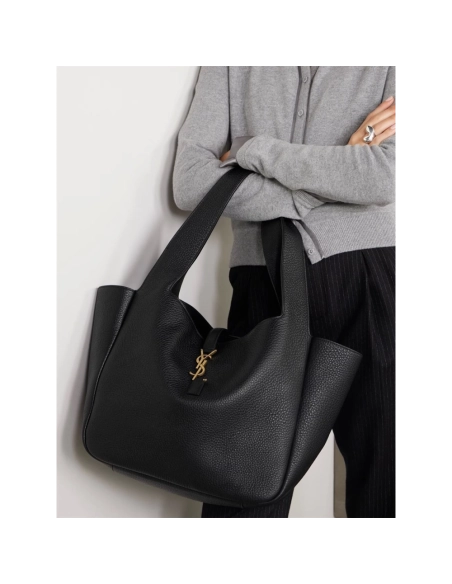 SAINT LAURENT Le 5 A 7 Bea Textured Leather Tote,YSL,BAGS