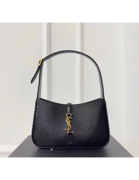 SAINT LAURENT Le 5 A 7 Hobo Shoulder Bag In Python Black,YSL,BAGS