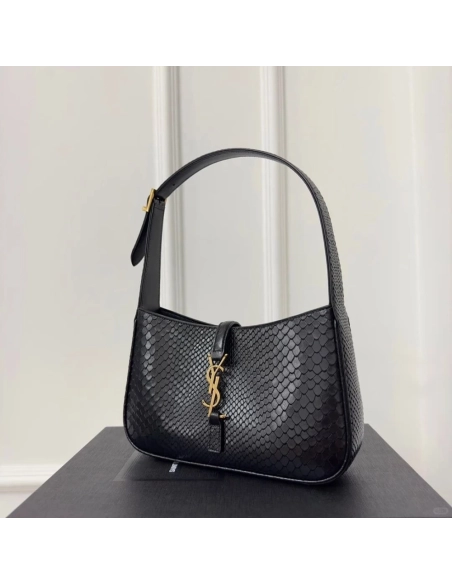 SAINT LAURENT Le 5 A 7 Hobo Shoulder Bag In Python Black,YSL,BAGS