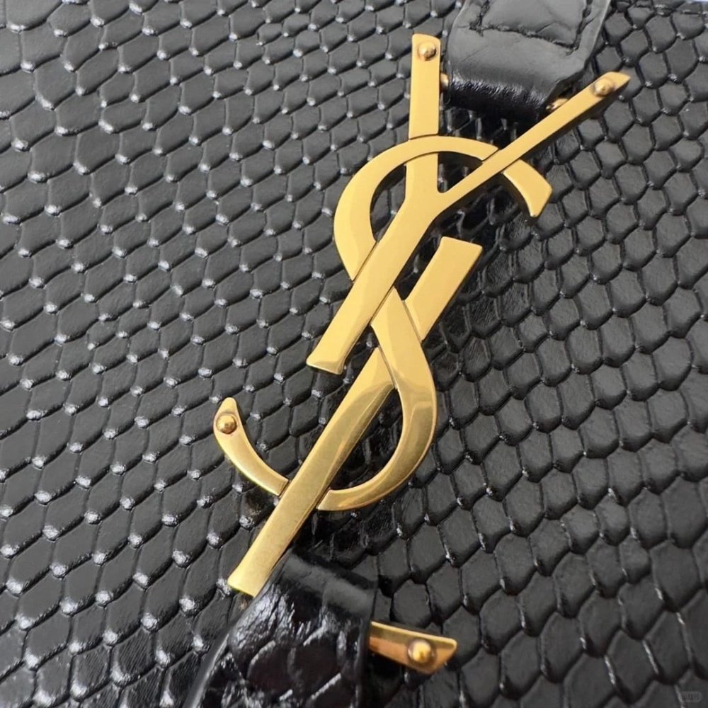 SAINT LAURENT Le 5 A 7 Hobo Shoulder Bag In Python Black,YSL,BAGS