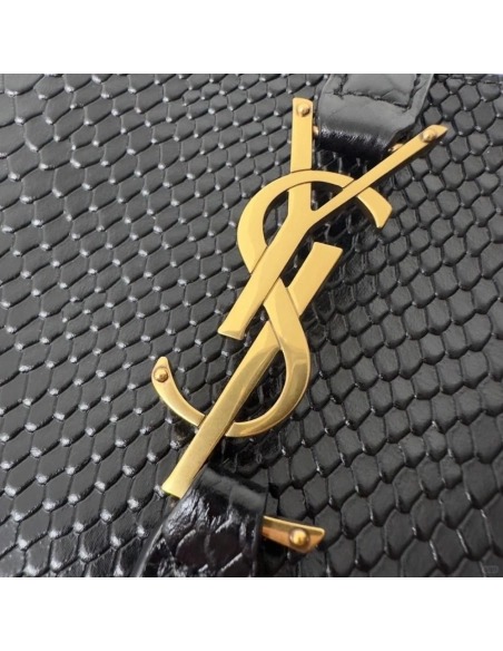 SAINT LAURENT Le 5 A 7 Hobo Shoulder Bag In Python Black,YSL,BAGS