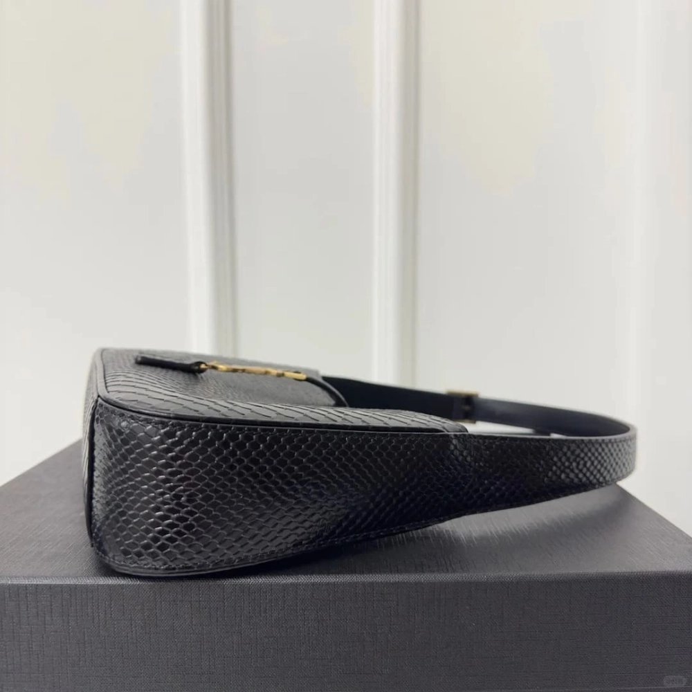 SAINT LAURENT Le 5 A 7 Hobo Shoulder Bag In Python Black,YSL,BAGS