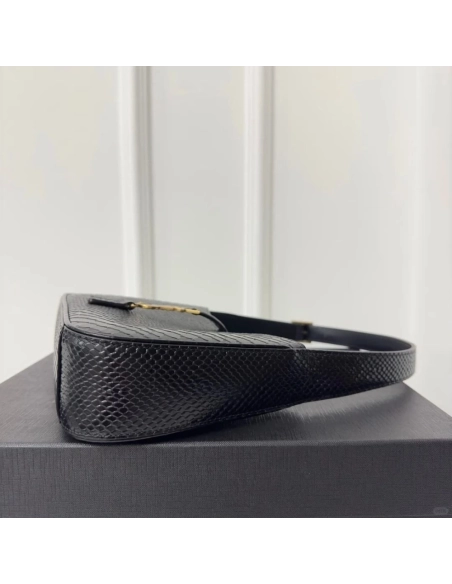 SAINT LAURENT Le 5 A 7 Hobo Shoulder Bag In Python Black,YSL,BAGS