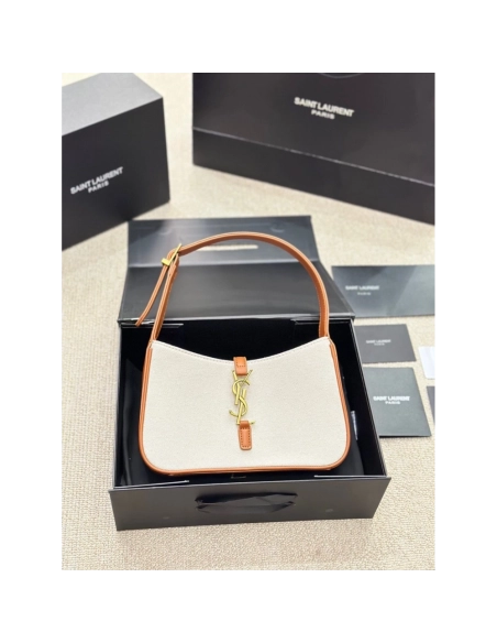SAINT LAURENT LE 5 A 7 IN CANVAS AND LEATHER,YSL,BAGS