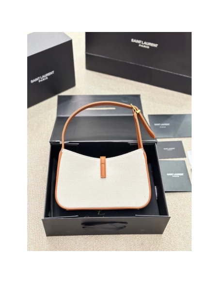 SAINT LAURENT LE 5 A 7 IN CANVAS AND LEATHER,YSL,BAGS