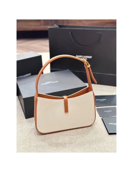 SAINT LAURENT LE 5 A 7 IN CANVAS AND LEATHER,YSL,BAGS