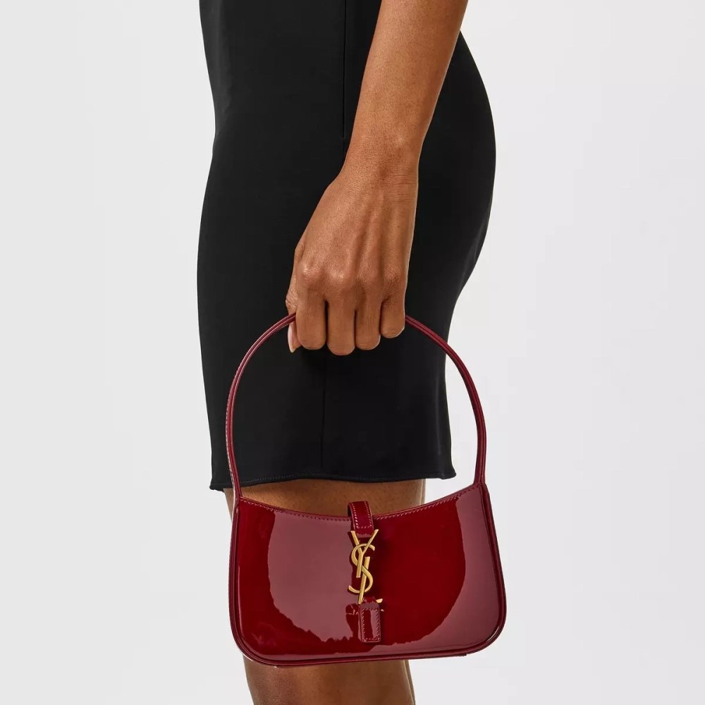 SAINT LAURENT Le 5 A 7 In Patent Leather Cherry Red,YSL,BAGS