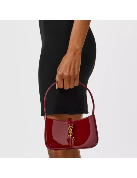 SAINT LAURENT Le 5 A 7 In Patent Leather Cherry Red,YSL,BAGS