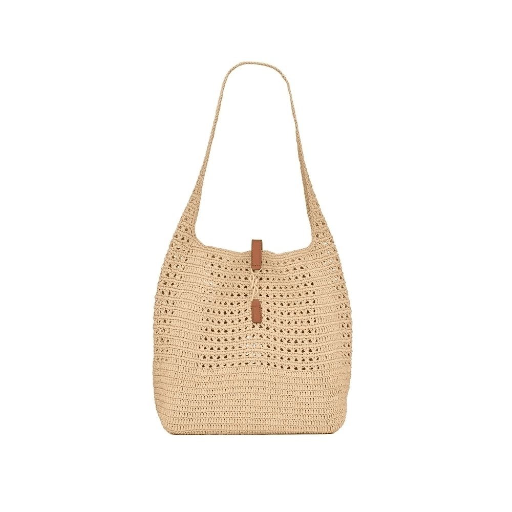 Saint Laurent Le 5 A 7 In Raffia Crochet And Smooth Leather,YSL,BAGS