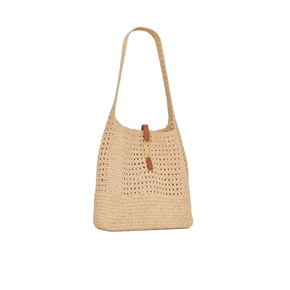 Saint Laurent Le 5 A 7 In Raffia Crochet And Smooth Leather,YSL,BAGS