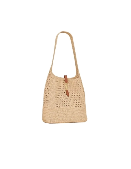 Saint Laurent Le 5 A 7 In Raffia Crochet And Smooth Leather,YSL,BAGS