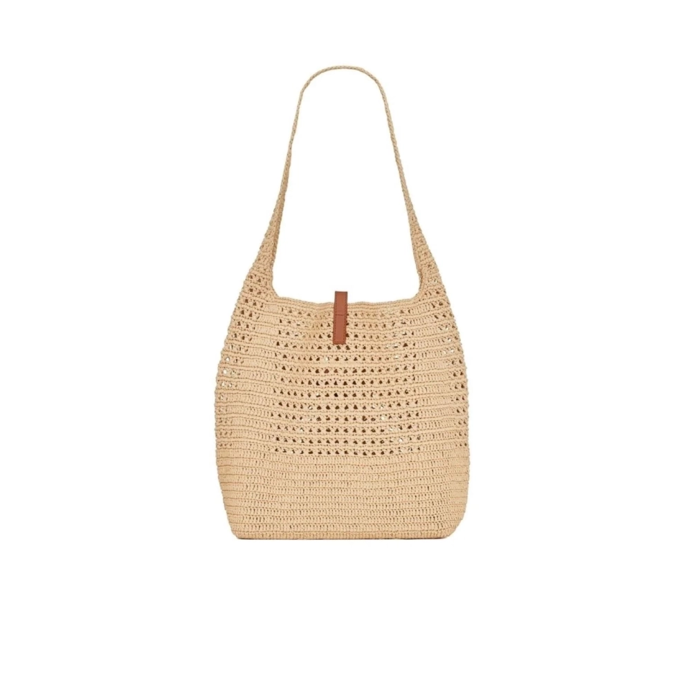 Saint Laurent Le 5 A 7 In Raffia Crochet And Smooth Leather,YSL,BAGS