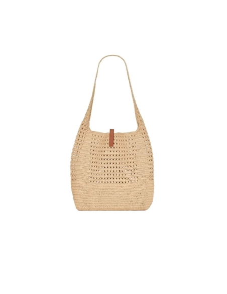 Saint Laurent Le 5 A 7 In Raffia Crochet And Smooth Leather,YSL,BAGS