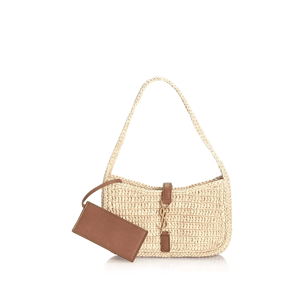Saint Laurent Le 5 A 7 Mini Hobo In Raffia,YSL,BAGS