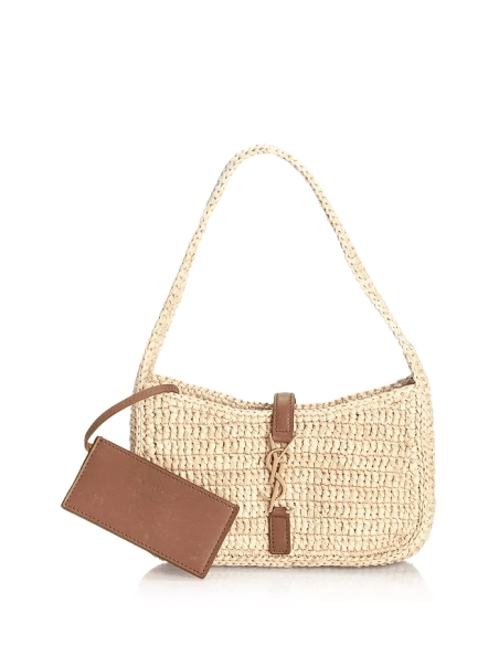 Saint Laurent Le 5 A 7 Mini Hobo In Raffia,YSL,BAGS